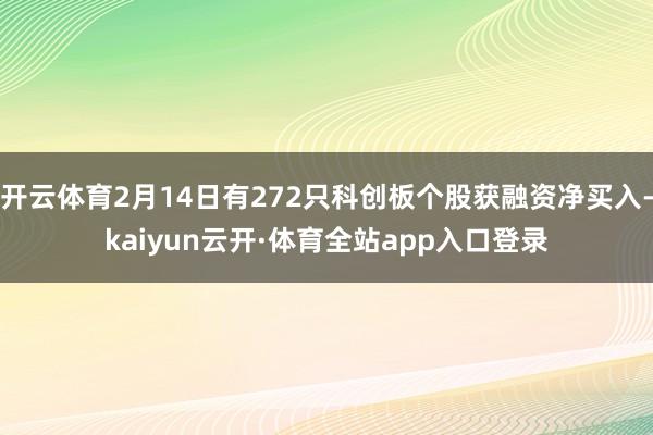 开云体育2月14日有272只科创板个股获融资净买入-kaiyun云开·体育全站app入口登录