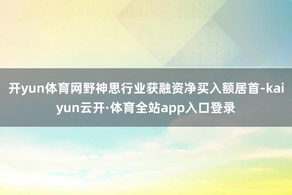 开yun体育网野神思行业获融资净买入额居首-kaiyun云开·体育全站app入口登录