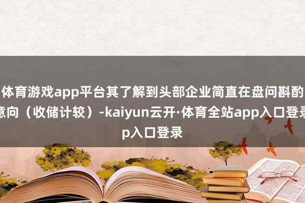 体育游戏app平台其了解到头部企业简直在盘问斟酌意向（收储计较）-kaiyun云开·体育全站app入口登录