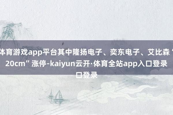 体育游戏app平台其中隆扬电子、奕东电子、艾比森“20cm”涨停-kaiyun云开·体育全站app入口登录